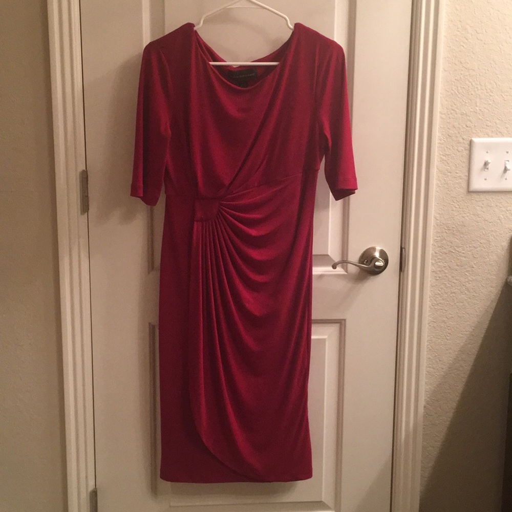 Red dress. Office dress